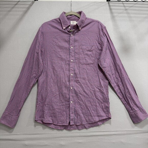 Faherty Shirt Mens Medium Red Blue Plaid Button Down Supima Cotton Blend Flannel - Picture 1 of 16